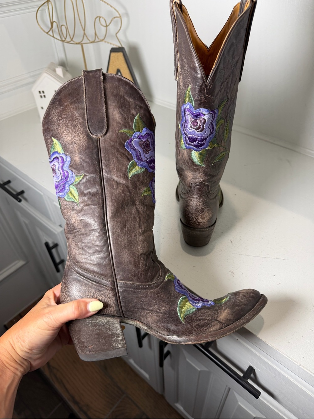 Old Gringo Womens 8B Brown Leather Floral Embroidered Cowboy Boots Western - Picture 7 of 9
